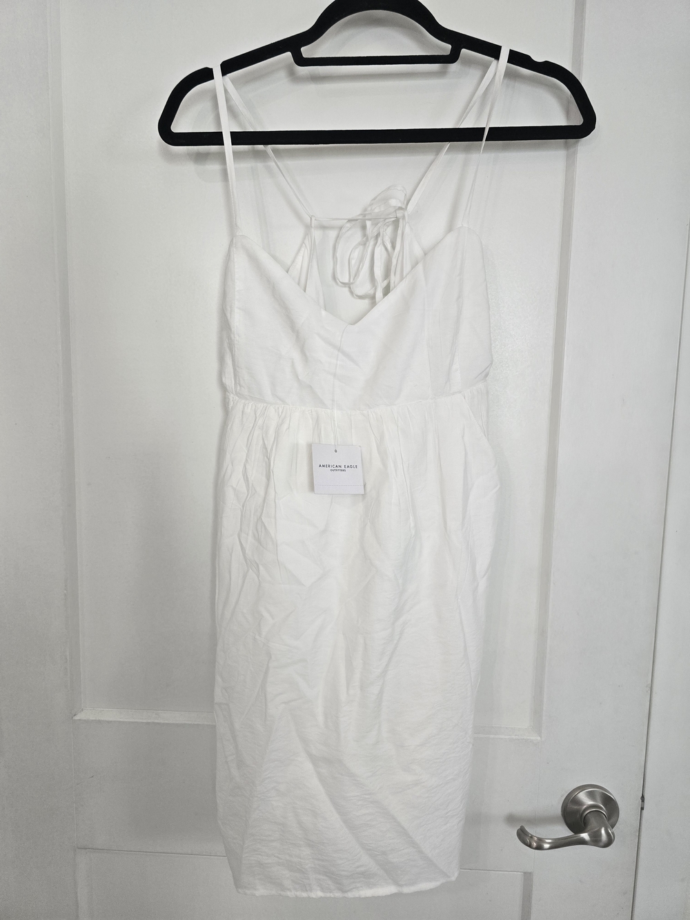 American Eagle Outfitters White Mini Dress with Tie Back